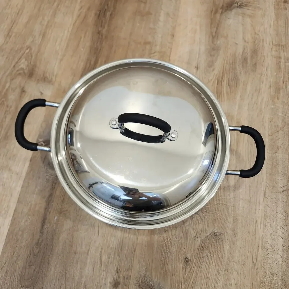 Wearever Stainless Steel 5qt Pot Pan Dual Handle Silicone Coated W/Lid